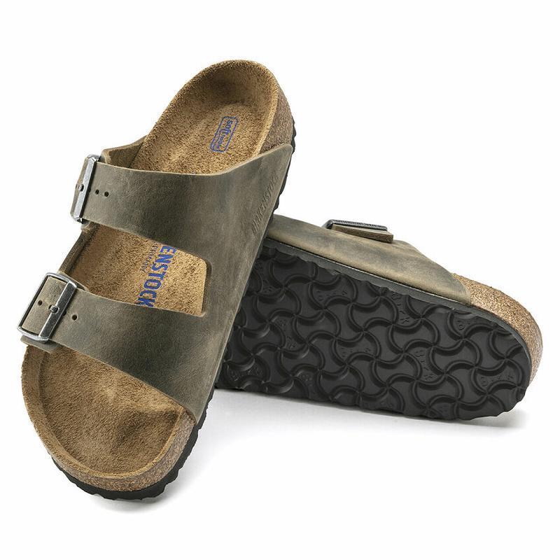 Birkenstock Soft Footbed Oiled Læder Arizona Herre Khaki | DK 255KOR